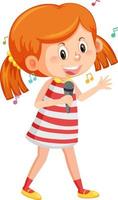 desenho de linda garota segurando o microfone cantando vetor