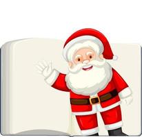 livro em branco aberto com papai noel vetor