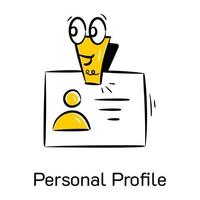 um ícone útil de perfil pessoal no estilo doodle vetor