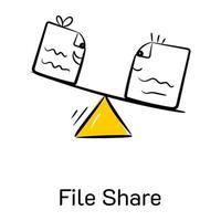 um ícone de compartilhamento de arquivos projetado em estilo esboçado vetor
