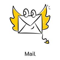 um vetor de ícone de doodle útil de correio