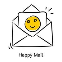 um ícone esboçado bem projetado de correio feliz vetor