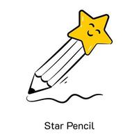 um ícone desenhado à mão visualmente atraente de lápis estrela vetor