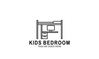 ícone linear de móveis de quarto de bebê e crianças vetor