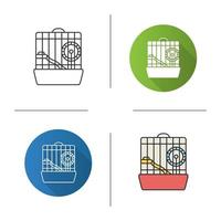ícone de gaiola de hamster. design plano, estilos lineares e de cores. roda de roedor. ilustrações vetoriais isoladas vetor