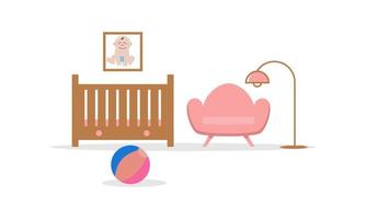 logotipo de decoração de quarto infantil. quarto de móveis para crianças vetor