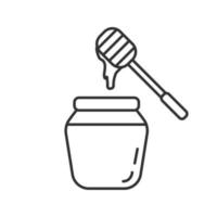pote de mel com ícone linear dipper. ilustração de linha fina. símbolo de contorno. desenho de contorno isolado de vetor