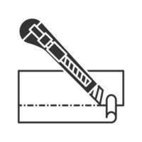 faca de papelaria cortando ícone de glifo de papel. símbolo de silhueta. cortador. espaço negativo. ilustração vetorial isolada vetor