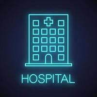 ícone de luz neon do hospital. sinal brilhante de clínica. ilustração vetorial isolada vetor