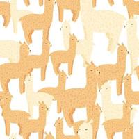 padrão sem emenda de alpaca alegre. fundo com lhama engraçada no estilo doodle para tecido. vetor