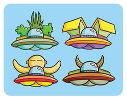 conjunto de ilustração de desenhos animados de ufo vetor