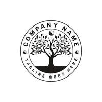 árvore genealógica da vida selo emblema ilustração vintage do logotipo da silhueta da árvore