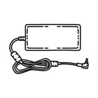 adaptadores CA para ícone de laptop. doodle desenhado à mão ou estilo de ícone de contorno. vetor