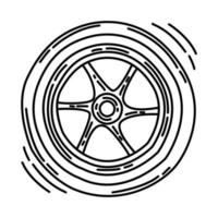 ícone de roda de motocicleta. doodle desenhado à mão ou estilo de ícone de contorno. vetor