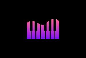 vetor de design de logotipo de instrumento de música de tecla de piano de onda moderna