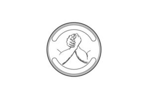 vintage retrô braço wrestling esporte clube emblema emblema rótulo vetor design de logotipo