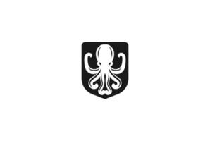 oceano choco do mar polvo lula escudo distintivo emblema rótulo logotipo design vetor