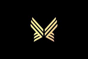 vetor de design de logotipo de monograma de linha de pássaro de asa elegante dourada simples minimalista