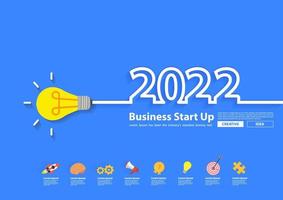 conceito de ideias de inspiração de lâmpada de criatividade de ano novo de 2022, ilustração vetorial vetor