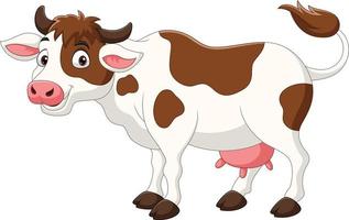 vaca de desenho animado feliz isolada no fundo branco vetor