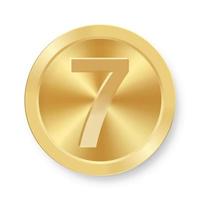 moeda de ouro com o conceito de número sete do ícone da internet vetor