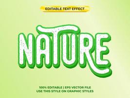 efeito de texto 3d de natureza com tema de natureza verde. modelo de tipografia para título ou slogan