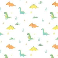 padrão infantil com dinossauros. padrão desenhado à mão com dino fofo. ilustração vetorial. vetor