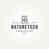 logotipo de arte de linha vintage de fermentação de biotecnologia vetor