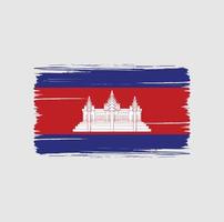 pinceladas de bandeira do camboja. bandeira nacional vetor