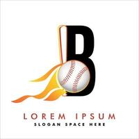 letra b com vetor de design de logotipo de beisebol. elementos de modelo de design vetorial para equipe esportiva ou corporativa.