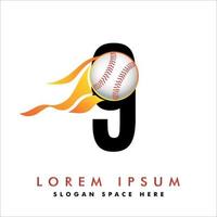 9 número com vetor de design de logotipo de beisebol. elementos de modelo de design vetorial para equipe esportiva ou corporativa.