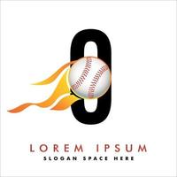 0 número com vetor de design de logotipo de beisebol. elementos de modelo de design vetorial para equipe esportiva ou corporativa.