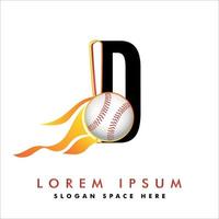 letra d com vetor de design de logotipo de beisebol. elementos de modelo de design vetorial para equipe esportiva ou corporativa.
