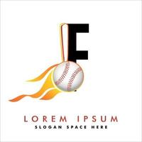 letra f com vetor de design de logotipo de beisebol. elementos de modelo de design vetorial para equipe esportiva ou corporativa.