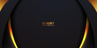 luxo elegante premium preto escuro com fundo de banner de decoração de sotaque dourado para modelo de prêmio vencedor vetor