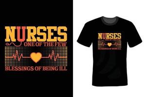 design de camiseta de enfermeira, tipografia, vintage vetor