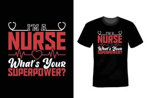 design de camiseta de enfermeira, tipografia, vintage vetor
