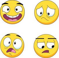 conjunto de quatro personagens de desenhos animados em várias emoções vetor
