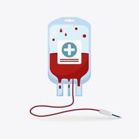 bolsa de sangue em fundo branco. doação, transfusão no conceito de laboratório de medicina. salvar a vida do paciente. desenho vetorial