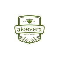 ícone do logotipo do emblema do distintivo de ervas naturais aloevera vetor