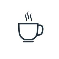 uma xícara de ícone de café quente isolado em um fundo branco. símbolo de café para aplicativos web e móveis. ilustração vetorial vetor