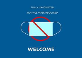 não é necessária máscara facial para banner de pessoas vacinadas vetor
