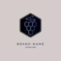 design de modelo de ícone de logotipo de frutas de uvas hexagonais para marca ou empresa e outros vetor