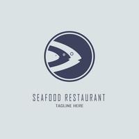 design de modelo de logotipo de restaurante de frutos do mar cabeça de peixe para marca ou empresa e outros