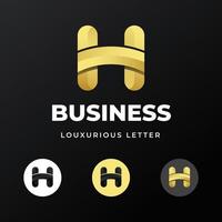 design de modelo de logotipo de letra inicial h com luxo de conceito gradiente de ouro para empresa de negócios vetor