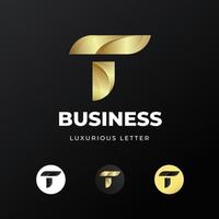 design de modelo de logotipo de letra inicial t com luxo de conceito gradiente de ouro para empresa de negócios vetor