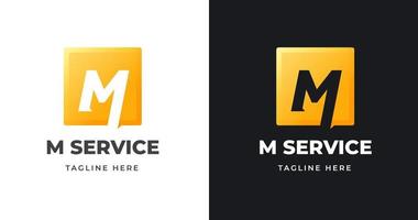 design de logotipo letra m com luxo de conceito de gradiente de ouro de forma geométrica quadrada para empresa de negócios vetor