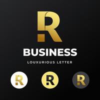 design de modelo de logotipo de letra inicial r com luxo de conceito gradiente de ouro para empresa de negócios vetor