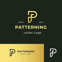 letras p linha monograma design de logotipo. emblema elegante mínimo linear. elemento de vetor elegante de luxo. logotipo de negócios premium. símbolo gráfico do alfabeto para identidade de negócios corporativos