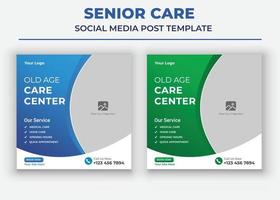 cartaz de centro de atendimento a idosos, modelo de mídia social de atendimento ao idoso, modelo de mídia social de serviço de atendimento domiciliar vetor